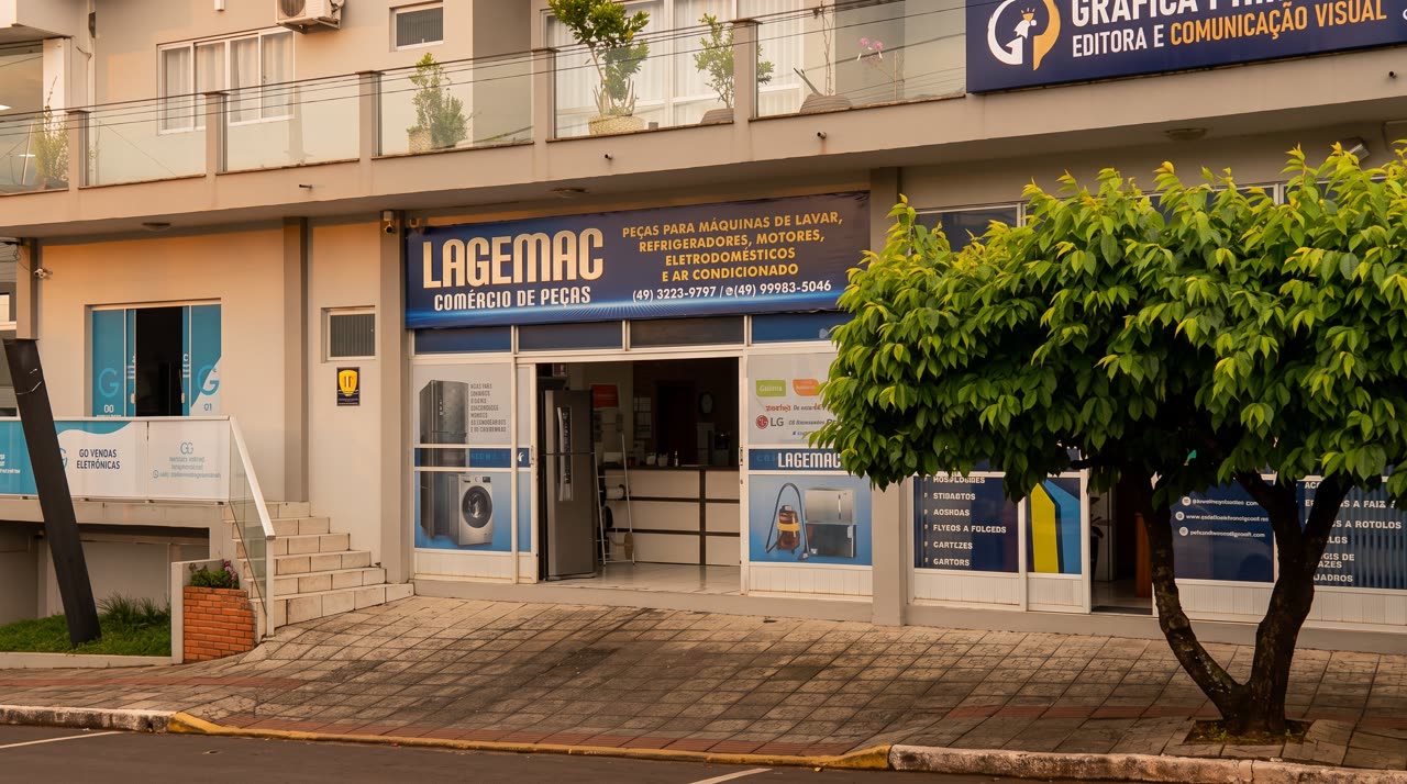 Fachada da Lagemac na Av. Dom Pedro II, 830, bairro Coral, em Lages